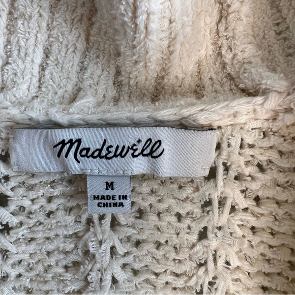 Madewell Striped Diaz Open Cardigan Eyelash Open Cable knit Academia Sz M - Picture 8 of 14